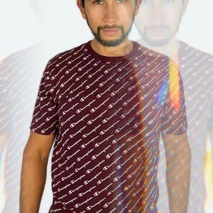 Maroon Champion Mens Retro T-shirt size Medium